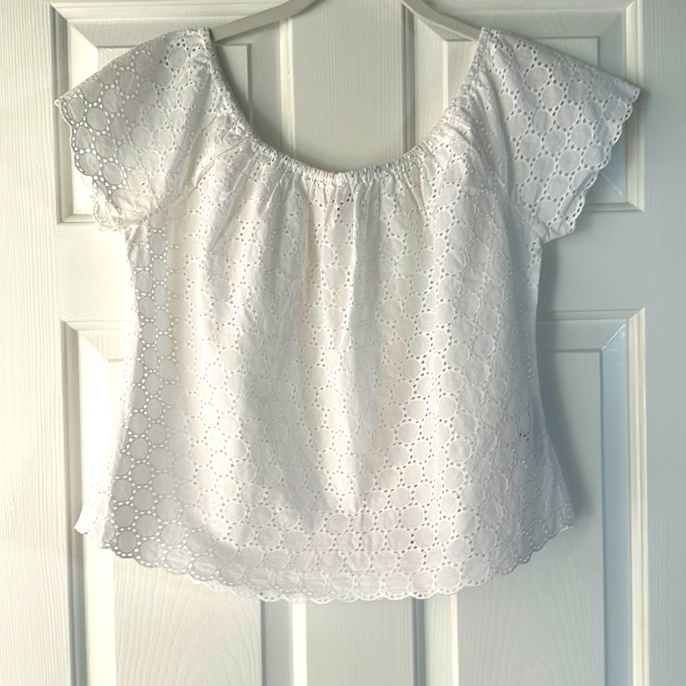 White eyelet top